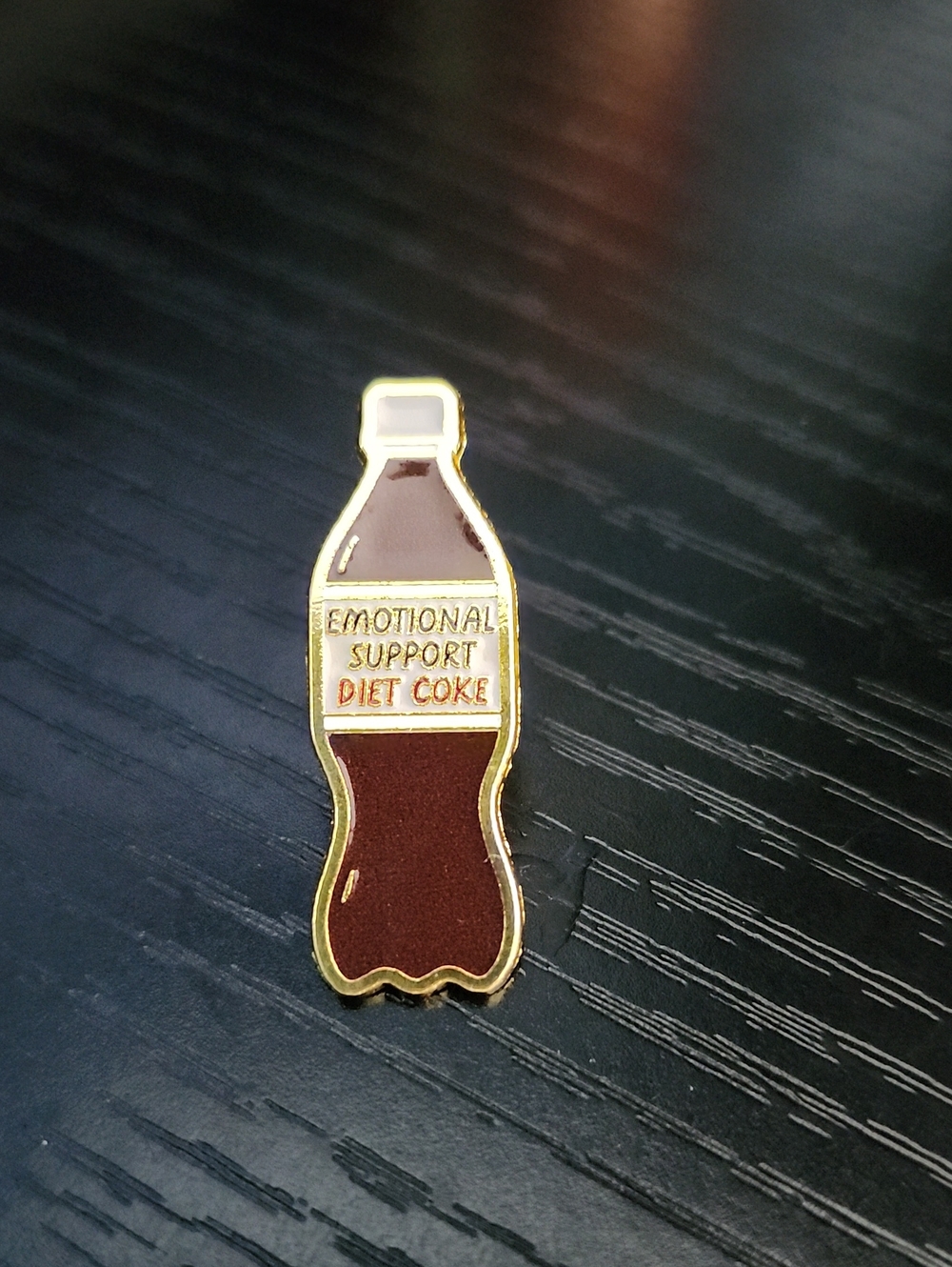 Emotional Support Diet Coke Enamel Pin - Brown
